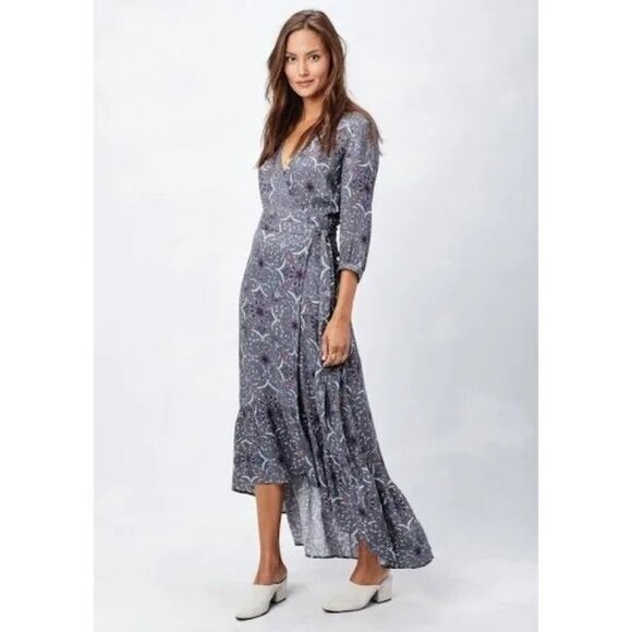 LoveStitch Women's Lenka Wrap Maxi‎ Dress Floral 3/4 Sleeve Size M High-Low Boho - Picture 1 of 16